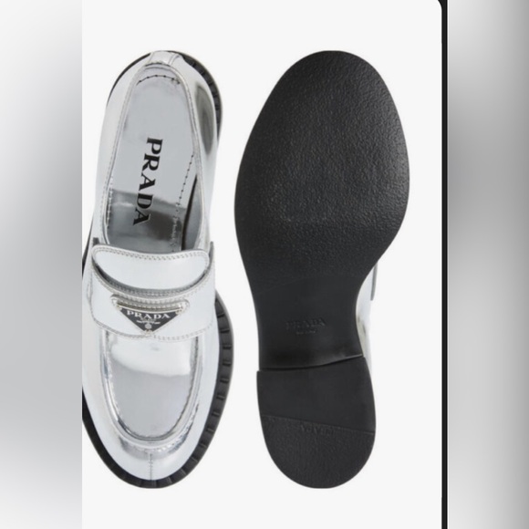 Prada Metallic Loafer Silver size 39.5 - Picture 2 of 3